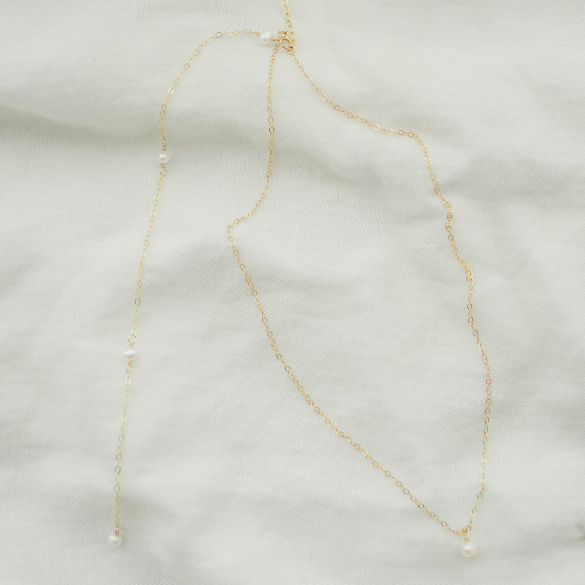 Dainty Pearl Back Necklace - Bridal Wedding Necklace for Open Low